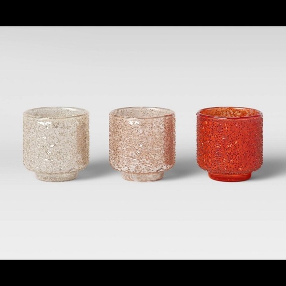 New in box set of 3 opalhouse votive candle holders red pink off white - Picture 1 of 7